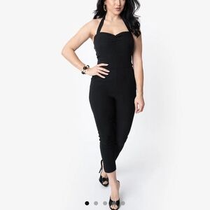 Unique Vintage Classic Black Halter Jumpsuit